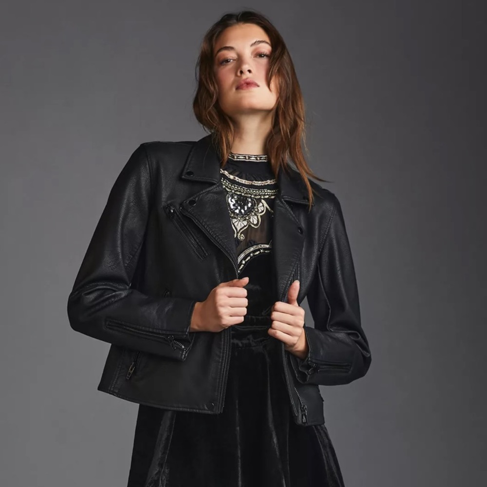 NWOT Anthropologie Black Leather Jacket